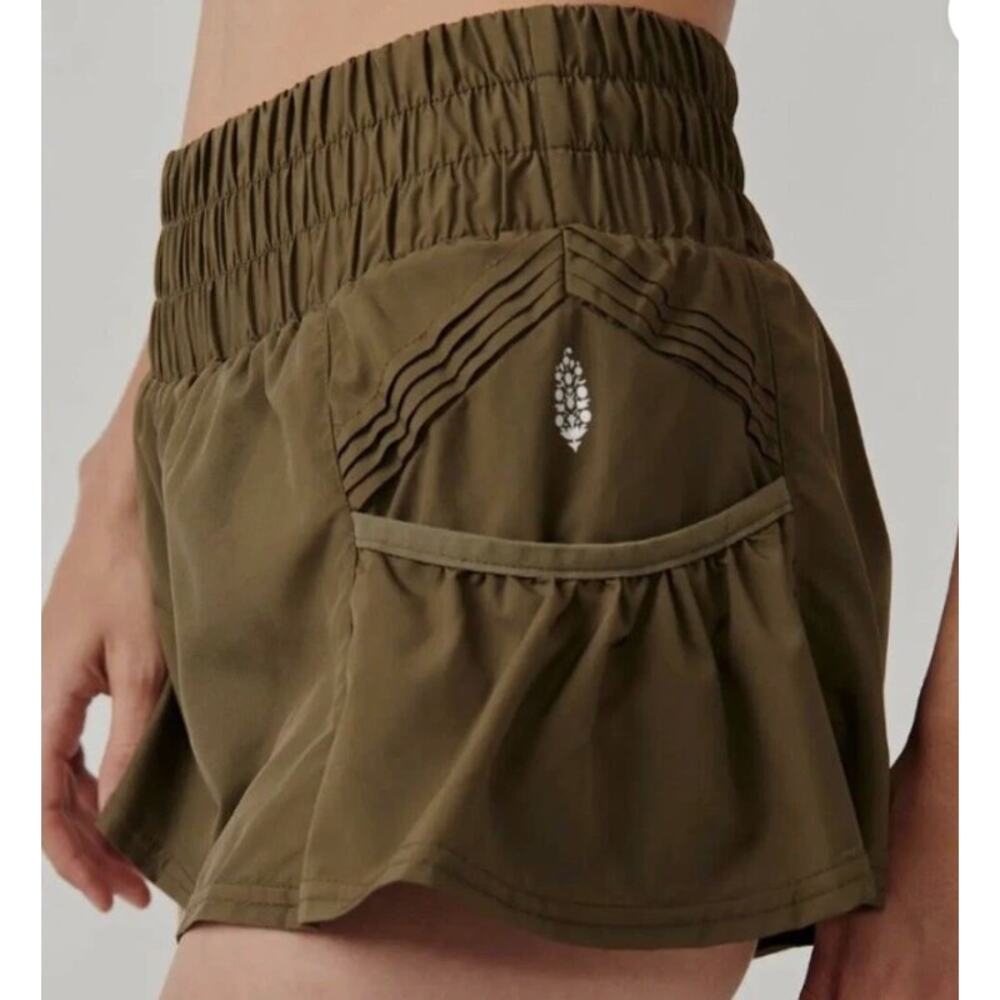 FP Movement Free People Khaki Green Get Your Flirt On High Waisted Shorts XS